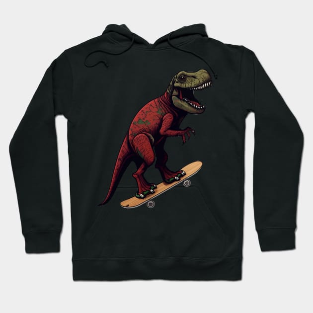 dinosaur skating Trex Hoodie by K3rst